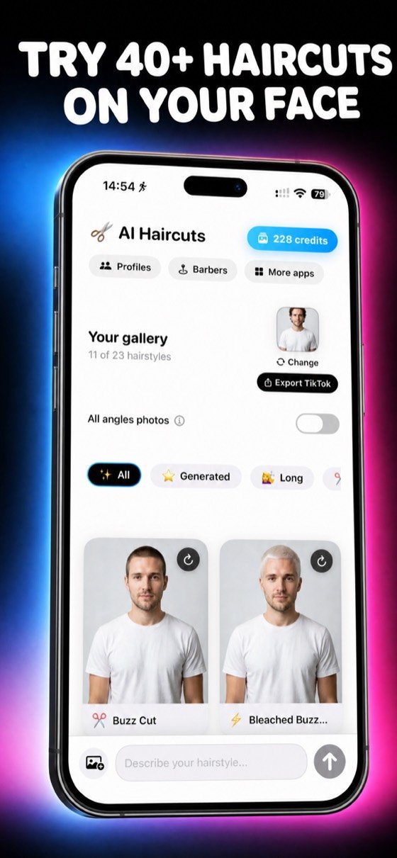 AI Haircuts app screen 1